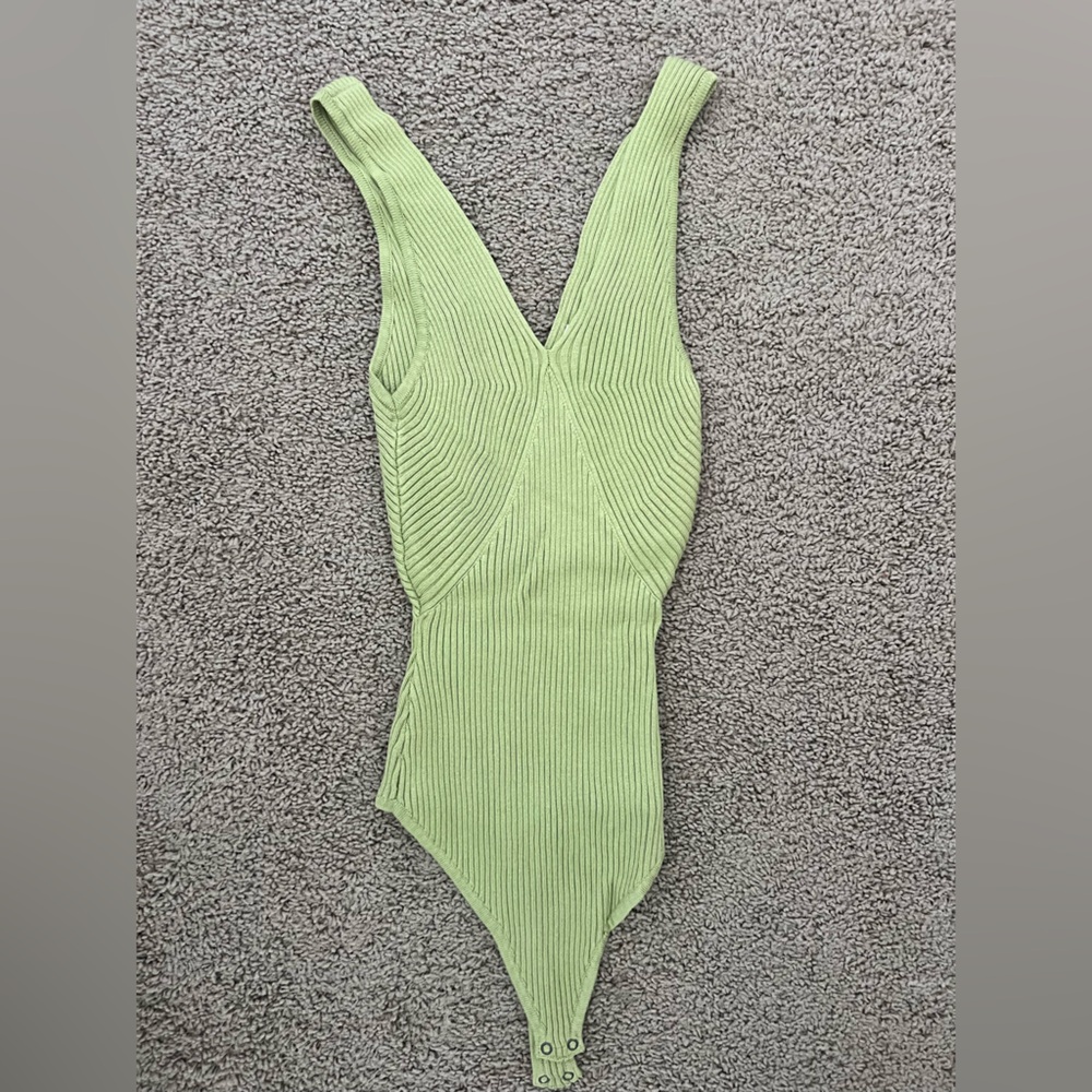 Abercrombie and fitchGreen Ribbed Knit Bodysuit
